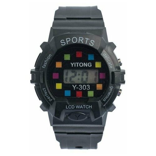 Часы наручные электронные детские Пиксель ремешок силикон черный 50000₽