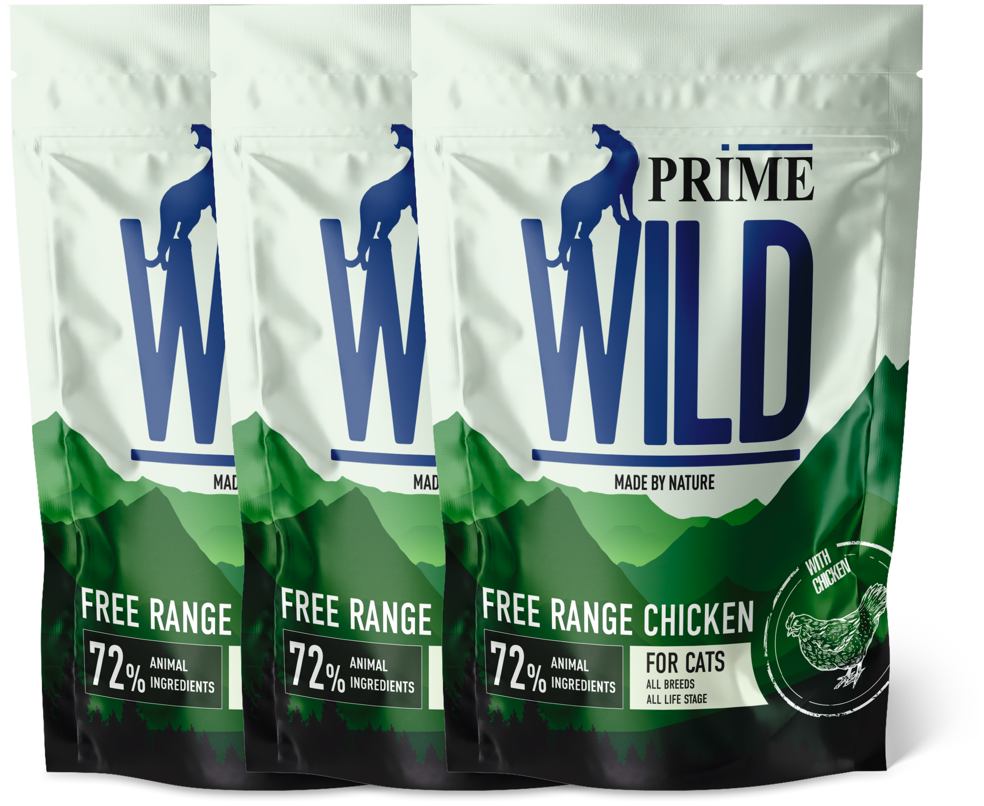 PRIME WILD GF FREE RANGE с курицей 500гр для котят и кошек х 3шт.