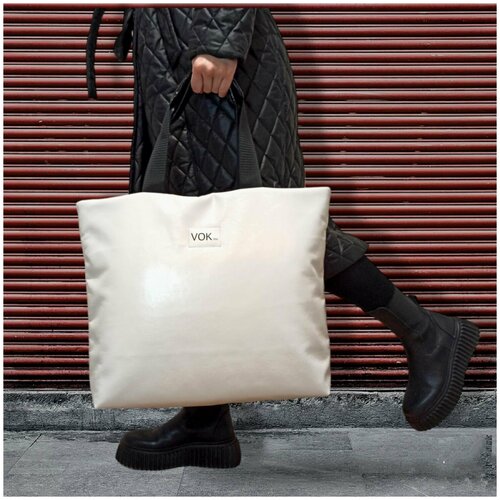 фото Сумка-шоппер vok.inc дутая из экокожи белая нет бренда