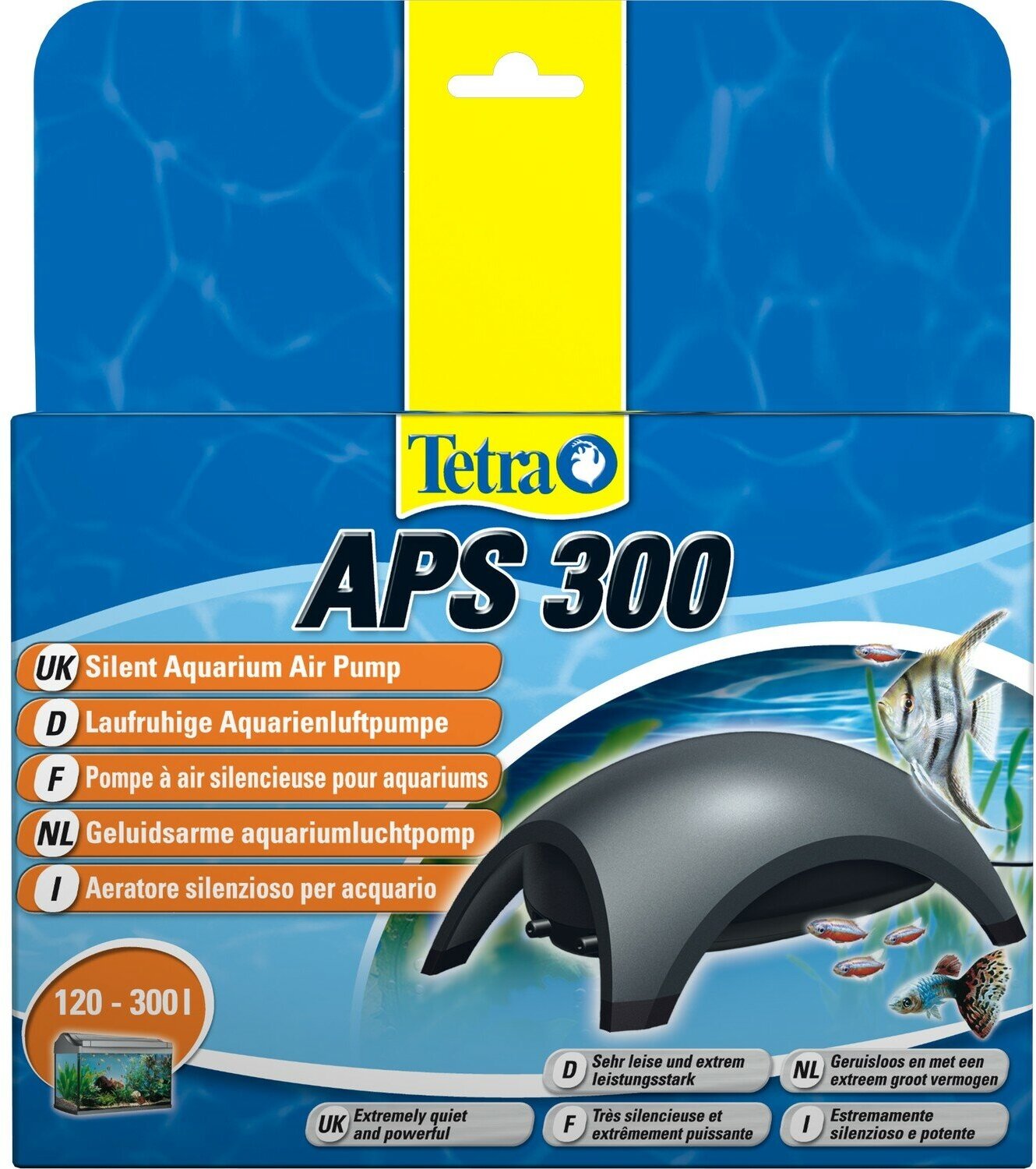 Компрессор Tetra APS 300 для аквариума 120 - 300 л (300 л/ч, 4.5 Вт, 2 канала, регулируемый), антрацит