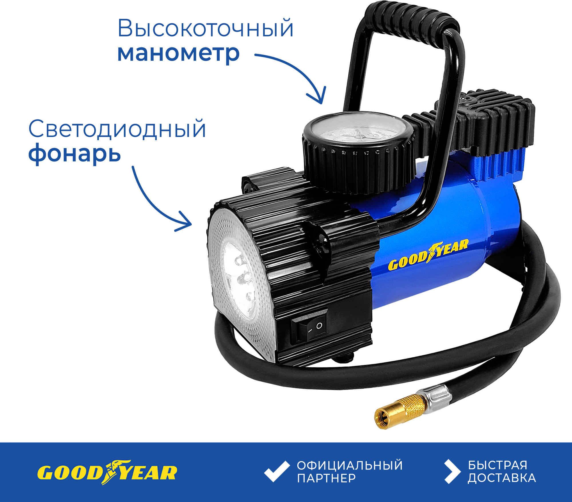 Автомобильный компрессор GOODYEAR GY-30L LED [gy000103] - фото №8