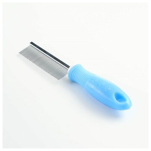 Расчёска Комфорт с прямыми зубьями, нескользящая ручка, 21,5 х 3 см, голубая