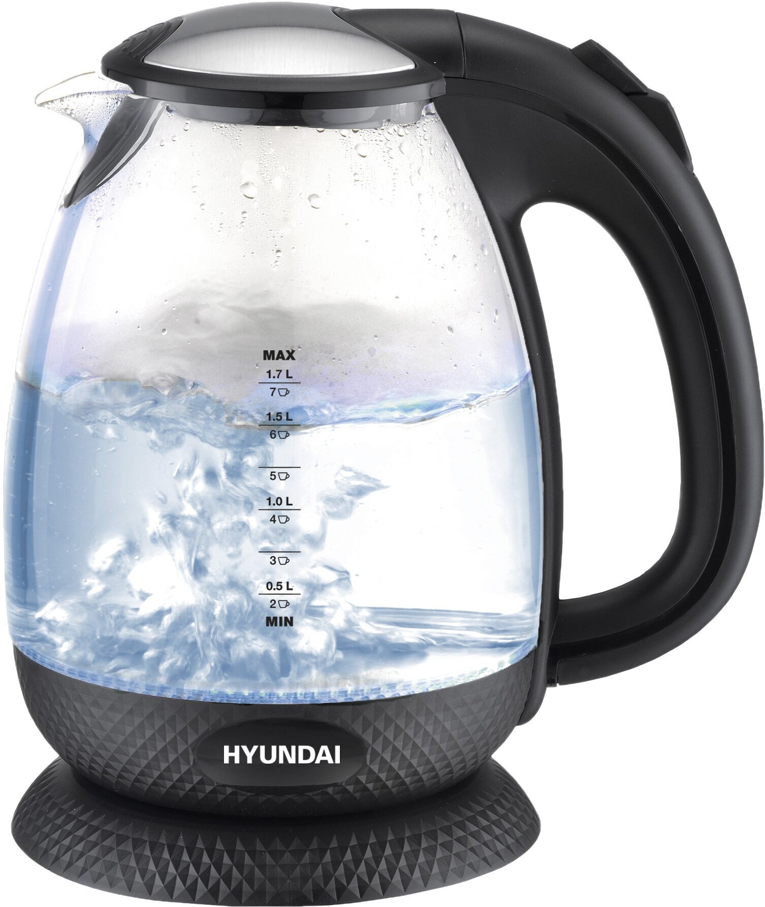 Чайник электрический Hyundai HYK-G3804 черный, стекло