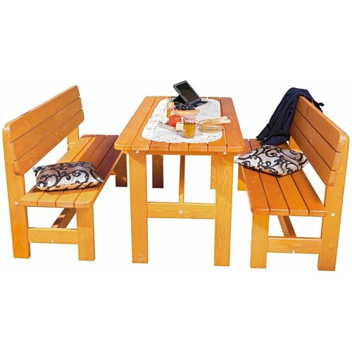 Комплект мебели ФОТОН Берген (стол, 2 скамьи), тик комплект мебели фотон берген стол 2 скамьи тик