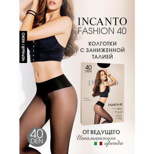 фото Колготки incanto fashion, 40 den, с ластовицей, утягивающие, заниженная талия, с шортиками, размер 2, черный