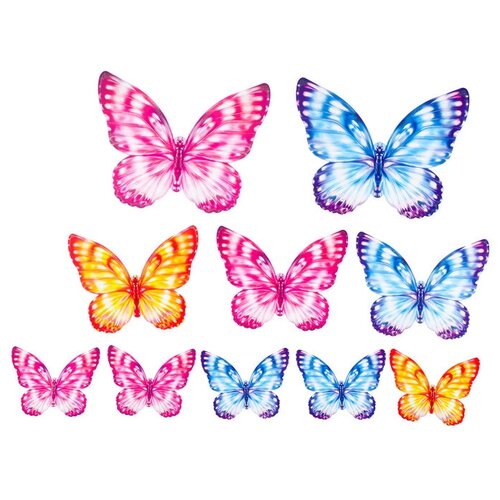 фото Набор украшений на скотче "бабочки" глиттер, 10 шт. mikimarket