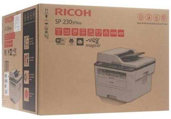 МФУ лазерный Ricoh черно-белая печать, A4, цвет серый [408293] - фото №11