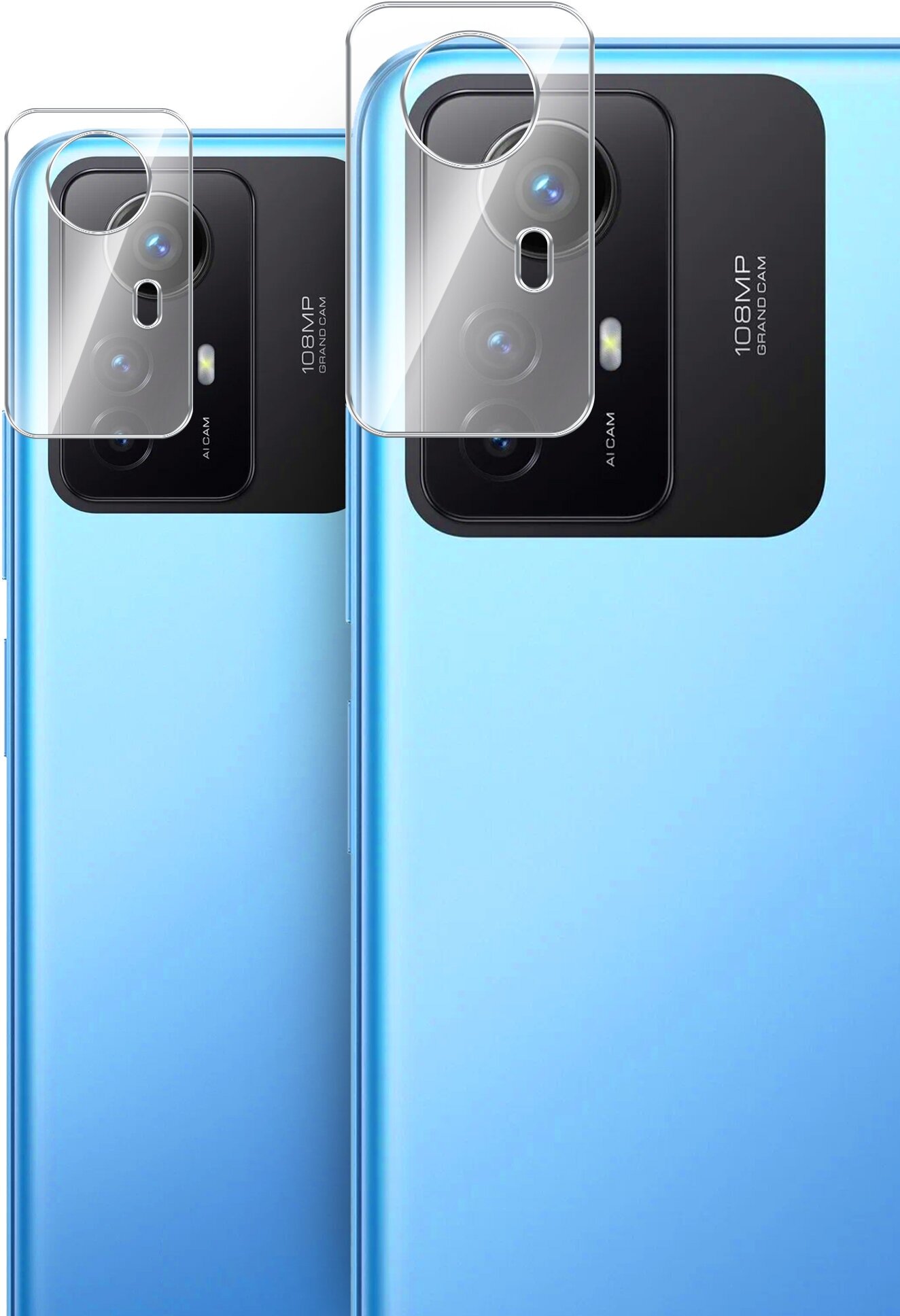Защитное стекло для Xiaomi Redmi Note 12S (Ксиоми Редми Ноте 12С) на Камеру 2 шт, (гибридное: пленка+стекловолокно), прозрачное Hybrid Glass, Miuko