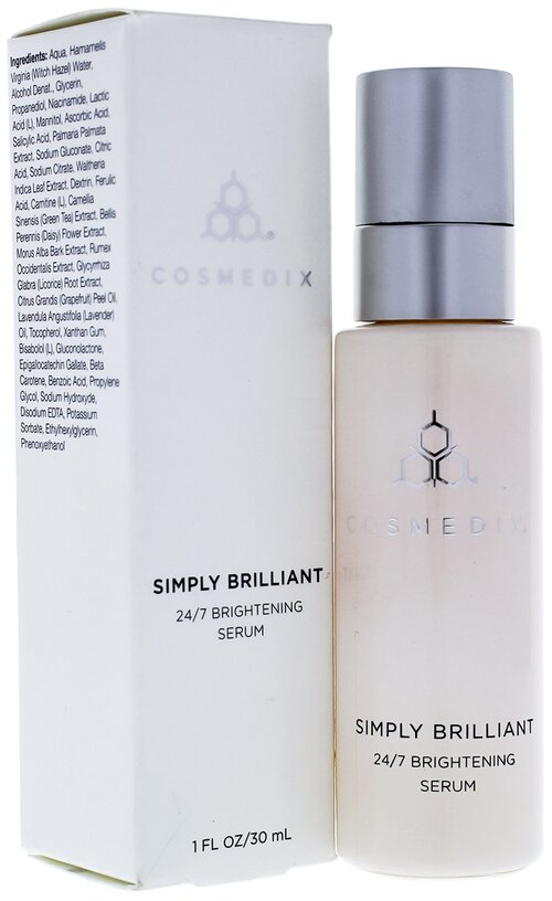 CosMedix Simply Brilliant 24/7 Brightening Serum Осветляющая сыворотка для лица, 30 мл