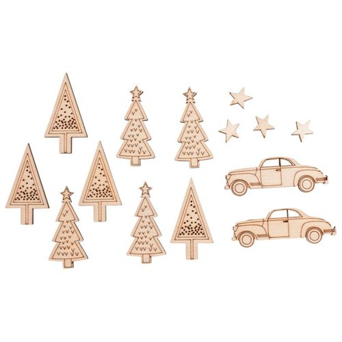 Набор декоративных элементов Автомобили, елки, звезды. 1,1-5 x 1-3,9 cм RAYHER 46310000