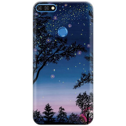 фото Силиконовый чехол на huawei y6 prime (2018) / honor 7c / honor 7a pro / хуавей у6 прайм 2018 / хонор 7а про / хонор 7с с принтом "деревья и звезды" gosso