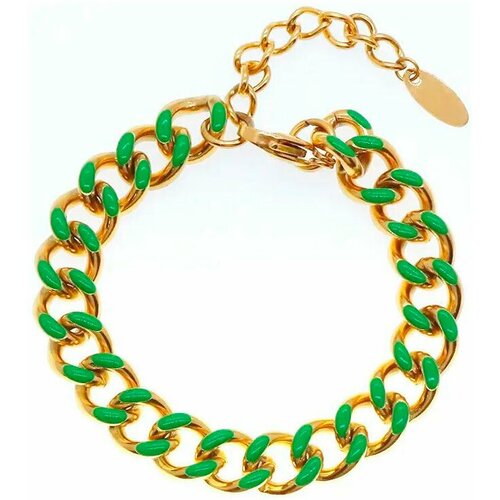 Браслет-цепочка Nouvelle mode, размер 23 см., зеленый, золотой