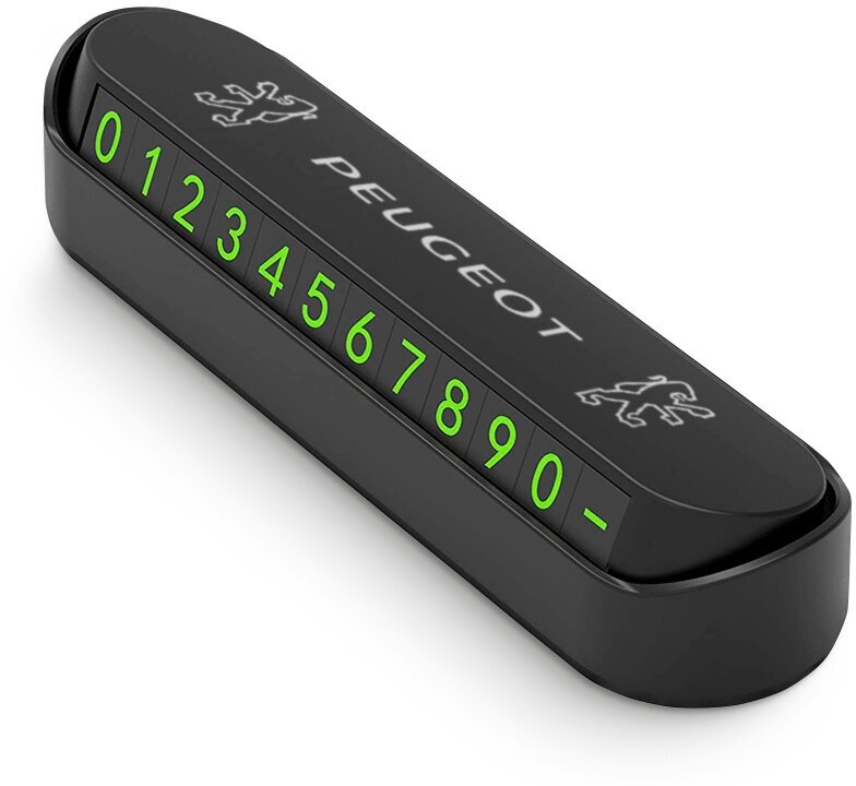 Автовизитка "Peugeot" с номером телефона, чёрная