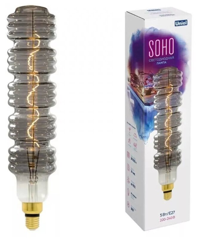 Лампа светодиодная Uniel SOHO E27 5Вт 2250K LED-SF41-5W/SOHO/E27/CW CHROME/SMOKE GLS77CR
