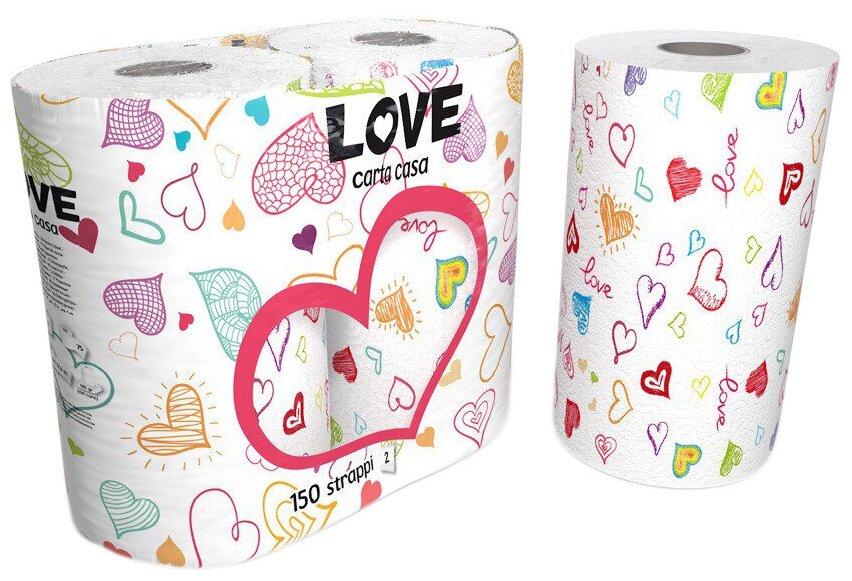 Полотенца бумажные "Love", Kartika Collection, 2 сл, 2 рул/75 л, World Cart