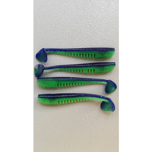 Силиконовая приманка Аваруна (Easy Shad) 89мм (6шт) Фиолетово-зеленый (Violet Lime).