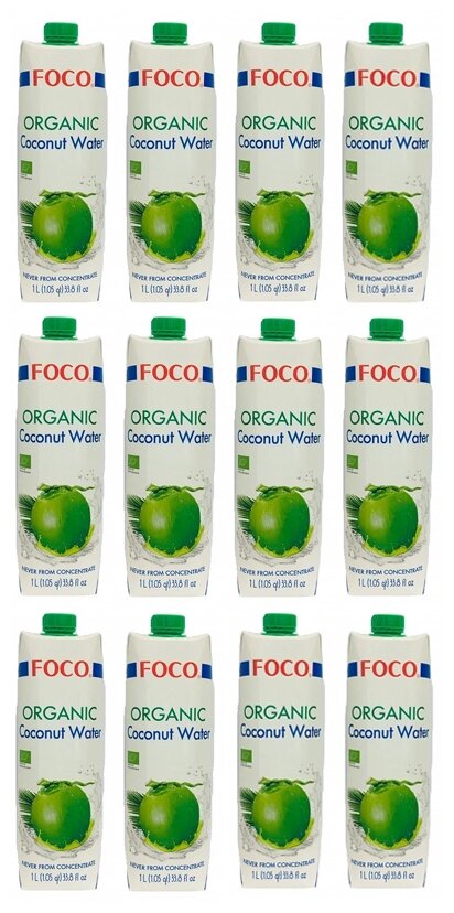 ORGANIC кокосовая вода "FOCO" 1л Tetra Pak*12 шт