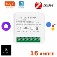 Реле Zigbee WHD02 - управляется Алисой и Google ассистентом через шлюз Tuya, Sprut HUB, монтируется в подрозетник, нагрузка до 16 ампер. 1 шт