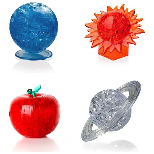 Подарки для детей Модель для сборки комплект 4 штуки Идея подарка классу день рождения Глобус, Шар Солнце, Яблоко, Сатурн