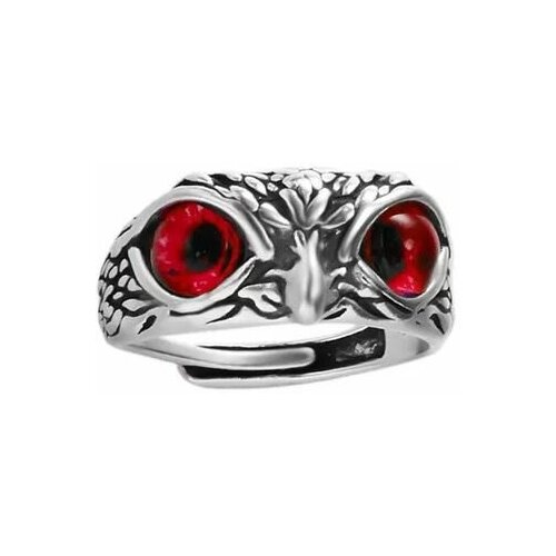 фото Кольцо "сова"/под винтажное серебро/красные глаза/регулируемый размер нет