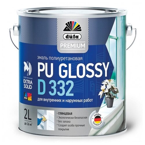 Эмаль акриловая (АК) Dufa PU Glossy D 332, глянцевая, белый, 2 л