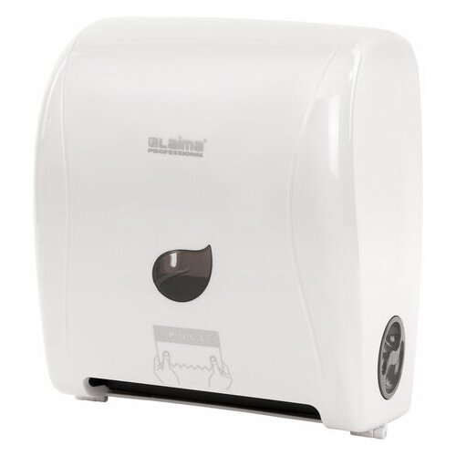 фото Диспенсер для полотенец в рулонах laima professional eco (система н1), механический, белый, abs-пластик, 606550 лайма