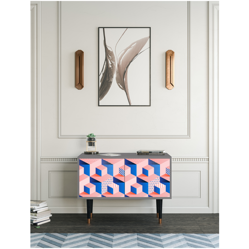 Комод - STORYZ - S1 Pinky Squares, 93 x 69 x 48 см, Орех
