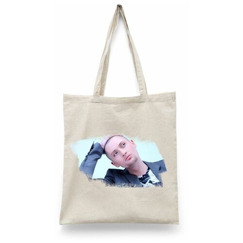 фото Сумка-шоппер унисекс каждому своё "певец/шура/shura" белая