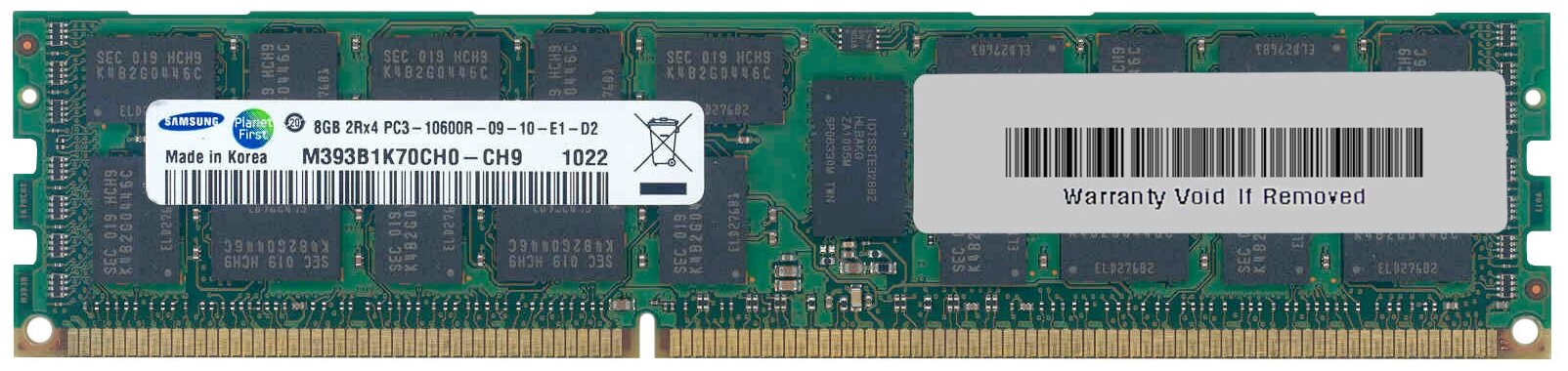 Память серверная DDR3 8GB ECC REG PC3-10600R 1333MHz 2RX4 Samsung M393B1K70CH0-CH9