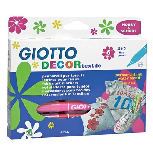 GIOTTO Набор фломастеров Decor Textile, 494800, микс, 6 шт.