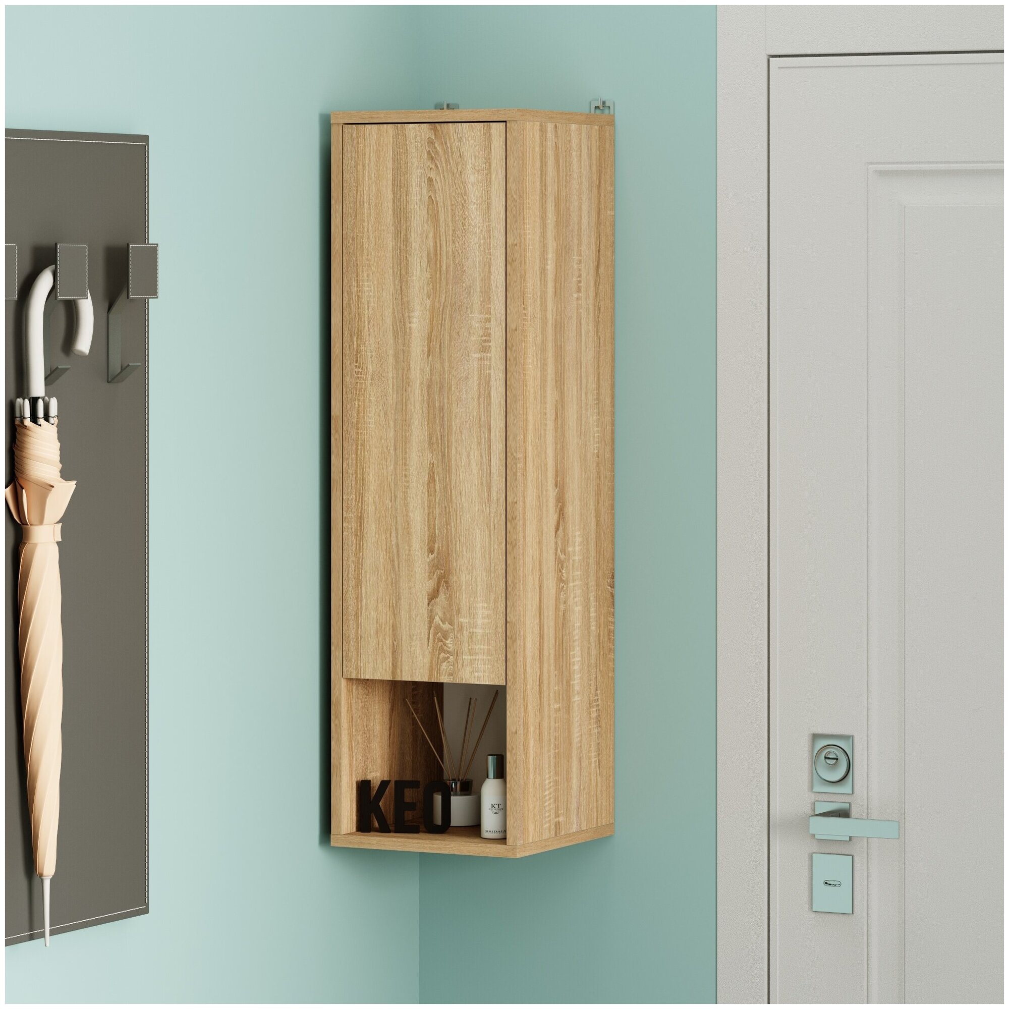 Шкаф пенал навесной напольный с полками и дверцей для кухни прихожей спальни Кео СТМ-610