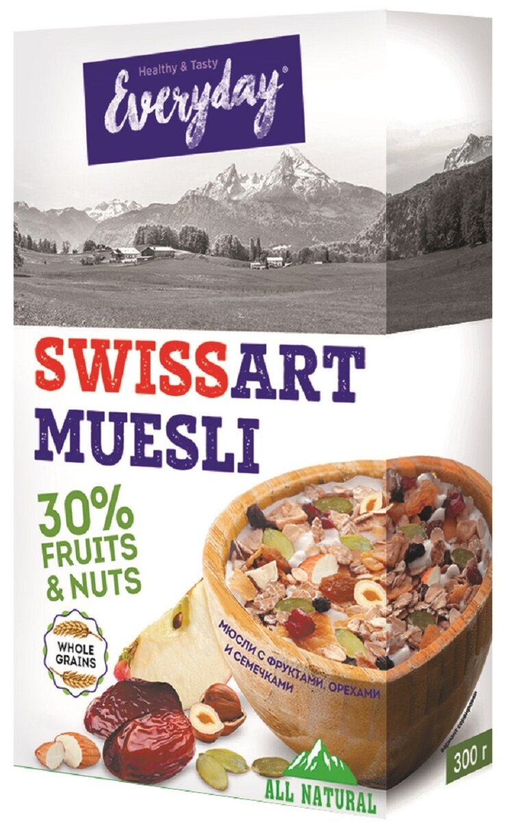 Мюсли Everyday Swiss Art "с фруктами, орехами и семечками" 300 гр.