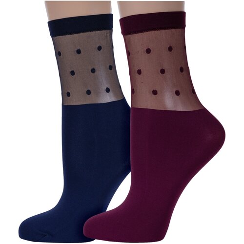фото Носки conte, 50 den, 2 пары, размер 23-25, бордовый, синий