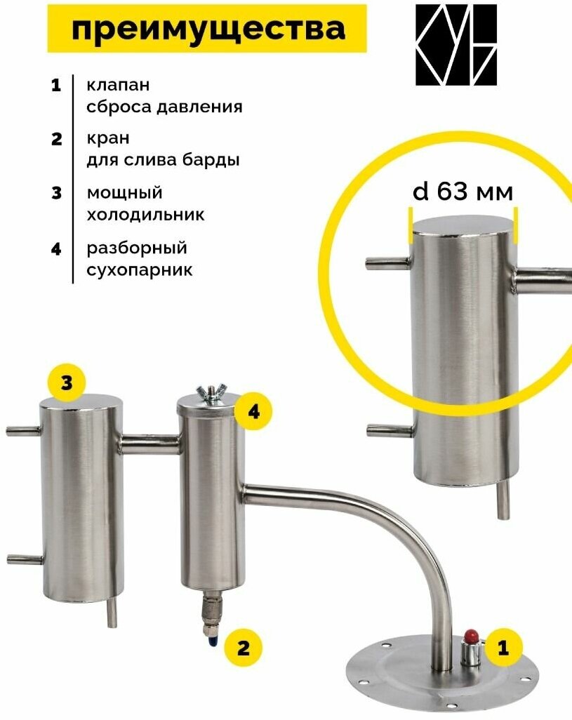 Самогонный аппарат с сухопарником Германия, 22л / Недорогой бытовой дистиллятор - фотография № 3