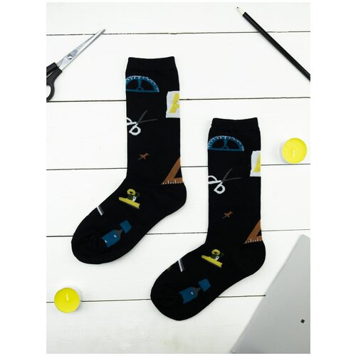 фото Забавные носки с принтом черные со школьными принадлежностями (р.38-44) / носки мужские / носки женские 2beman
