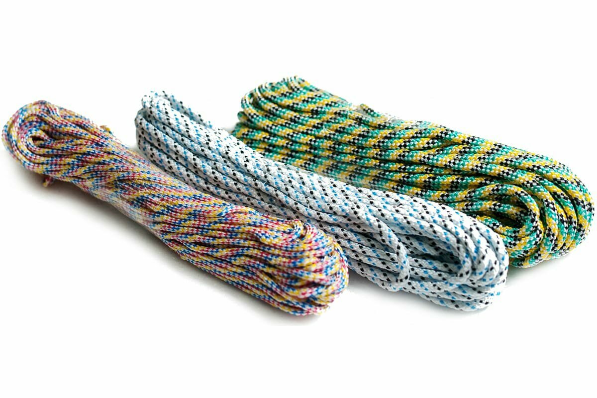 Веревка плетеная 16-прядная моток п/п 6 мм (50 м) цветная {70265}