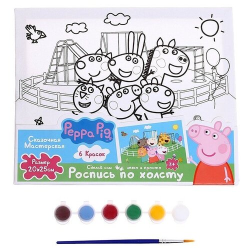 Набор для детского творчества Свинка Пеппа, холст для росписи по контуру, 20 x 25 см набор д тв ва буба холст для росписи по контуру 20 25