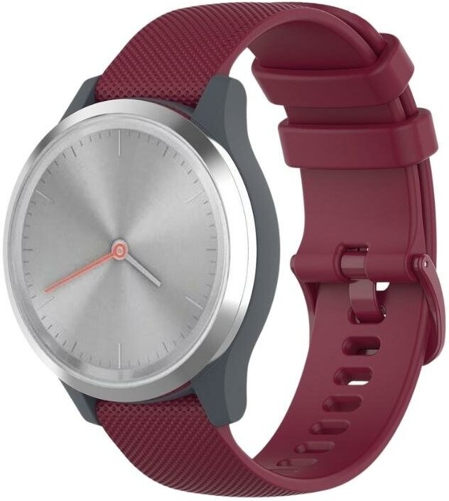 Силиконовый Ремешок для часов 18 мм Huawei Watch GT4 41 мм / Garmin Venu 2s / Vivoactive 4s детских бордовый