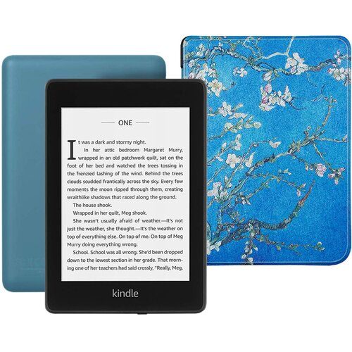 Электронная книга Amazon Kindle PaperWhite 2018 8Gb Twilight Blue Ad-Supported с обложкой ReaderONE Sakura