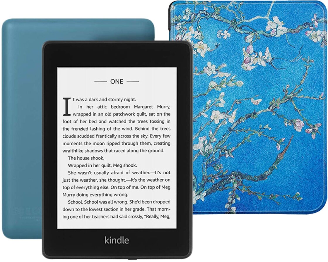 Электронная книга Amazon Kindle PaperWhite 2018 8Gb Twilight Blue Ad-Supported с обложкой ReaderONE Sakura