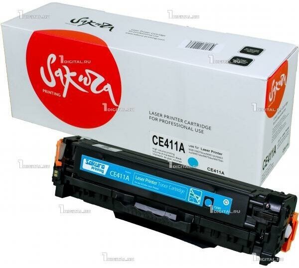 Картридж SAKURA CE411A (305A) голубой для HP LJ Pro 300/400 Color M351/M375/M451/M475d (2.6К) (SACE411A)