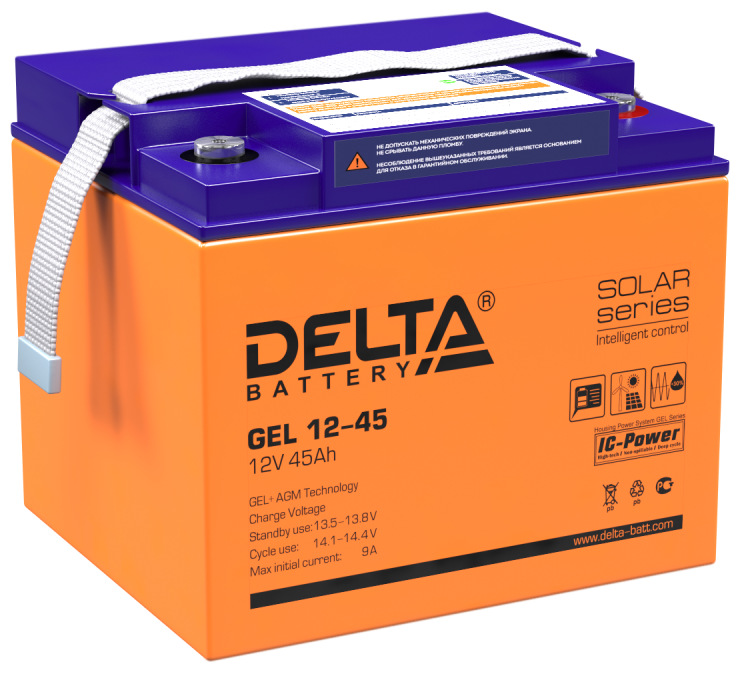 Аккумуляторная батарея DELTA Battery GEL 12-45 12В 45 А·ч