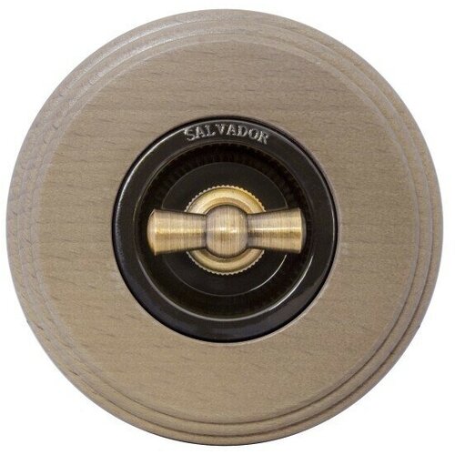 CL21BR+С31 клавишный Винтажный ретро выключатель 4-х позиционный для внутреннего монтажа проходной, коричневый, с рамкой