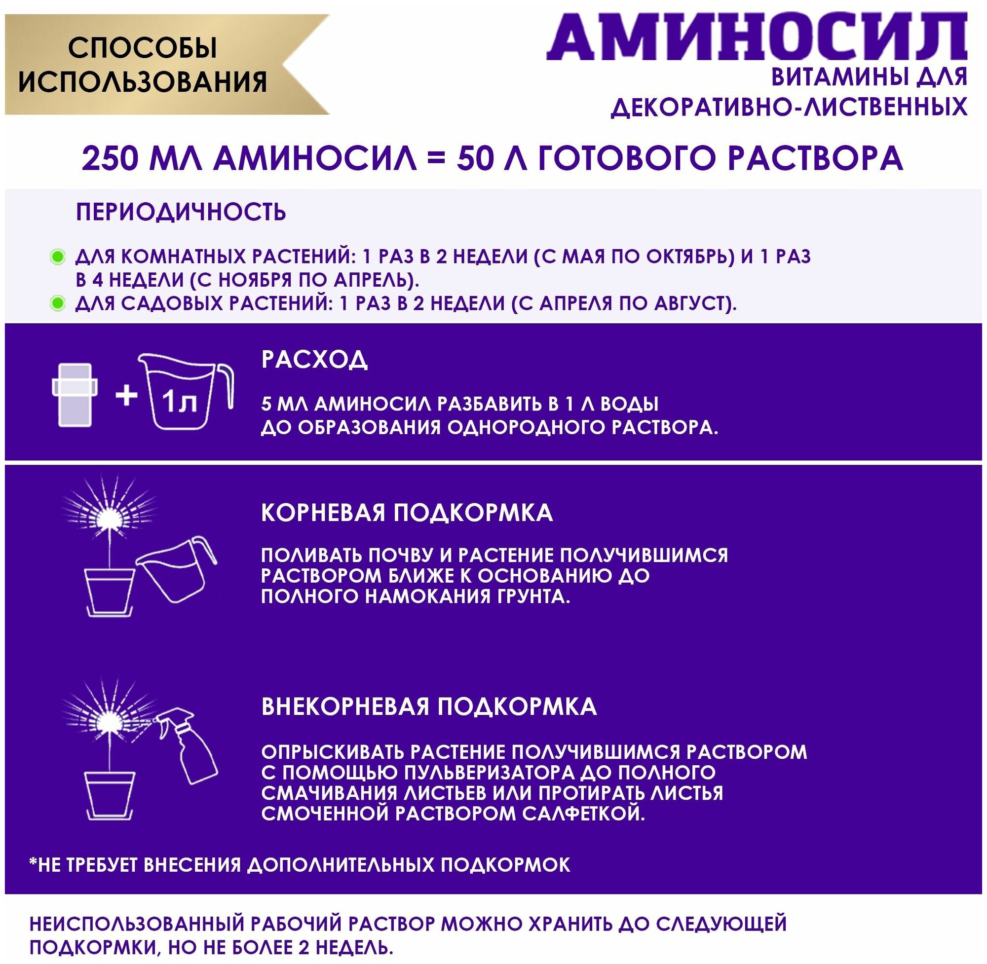 Витамины для декоративно-лиственных растений Аминосил 250мл Дюнамис - фото №4