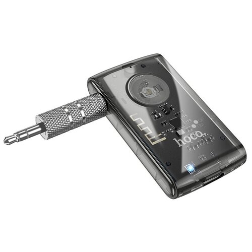 Автомобильный Bluetooth-приемник HOCO E66 Transparent discovery edition, 200mAh, Jack 3.5мм/Bluetooth 5.0, Черный джаз