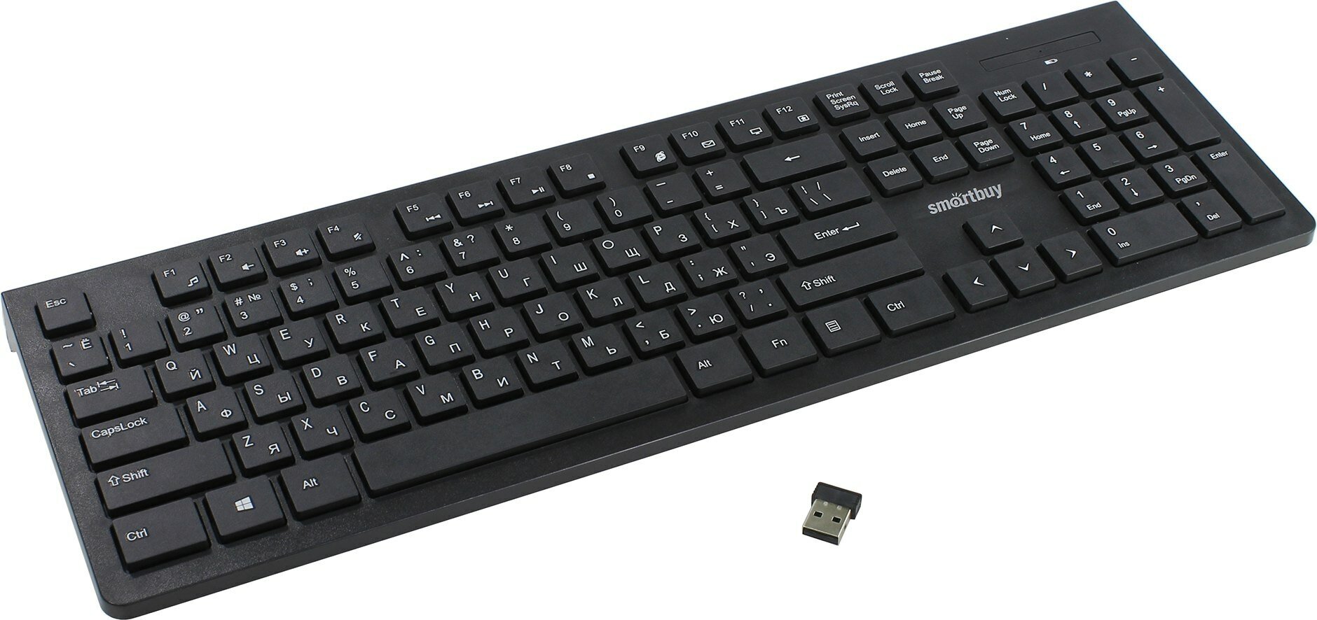Клавиатура SmartBuy 206, мембранная, беспроводная, USB, черный (SBK-206AG-K)