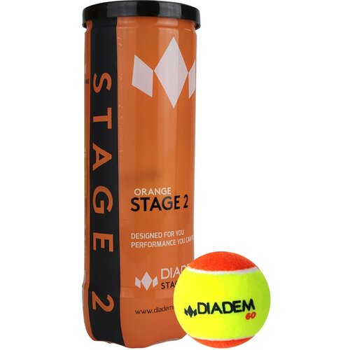 фото Мяч теннисный детский diadem stage 2 orange ball, арт. ball-case-or, уп. 3 шт, фетр, оранжевый