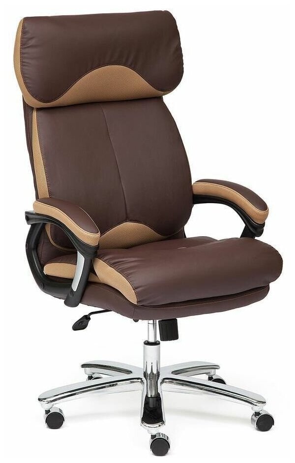 Кресло компьютерное Tetchair GRAND кожа экокожа ткань коричневый бронза