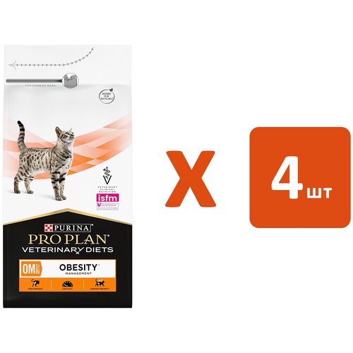 сухой корм для кошек purina pro plan veterinary diets om st ox obesity management для снижения избыточной массы тела 3 шт х 1 5 кг PRO PLAN VETERINARY DIETS OM ST/OX OBESITY для взрослых кошек при ожирении (1,5 кг х 4 шт)