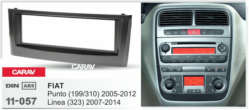 Переходная рамка 1-DIN для а/м FIAT FIAT Punto (199/310) 2005-12, Linea (323) 2007-14 CARAV 11-057